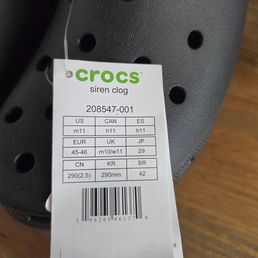 Crocs Mens Siren Clog Black Chunky Platform High Heel Mules 208547-001 Size 11